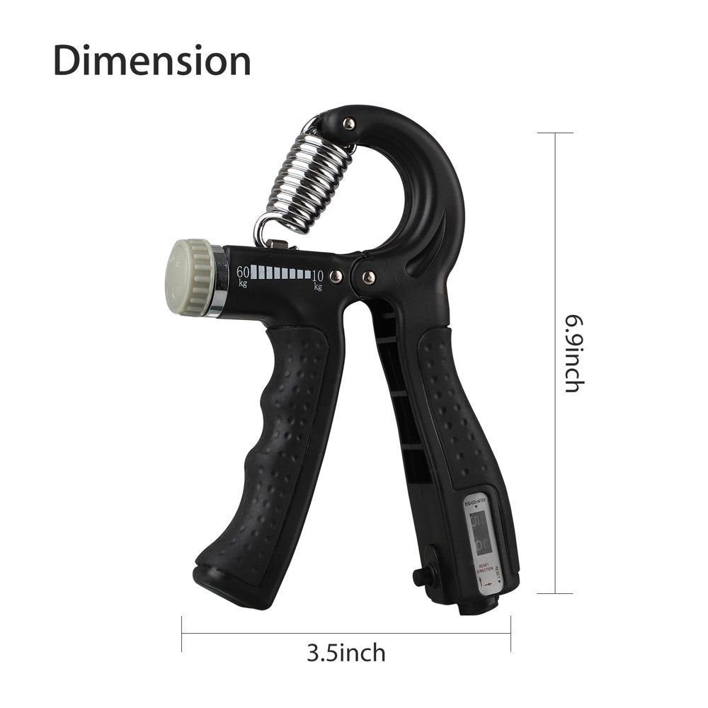 Hand Grip Strengthener, Hand Squeezer Exerciser Adjustable Resistance 22-132Lbs for Forearm Finger Train, Black