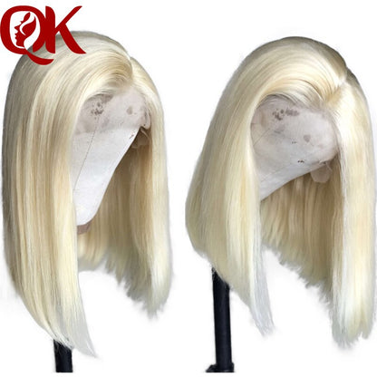 13X4 Lace Front Human Hair Wigs Straight 150% Platinum Blonde 613 Bob Wigs Brazilian Hair Preplucked